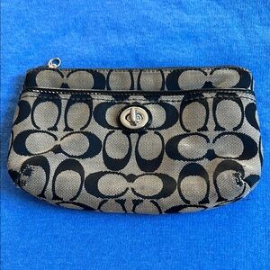 Coach Black and Tan Wristlet Clutch